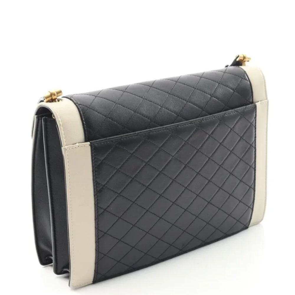 YSL Black and White Lambskin Gaby Satchel Bag - Picture 2 of 12